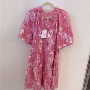 BuddyLove Lakin Pink Sequin Floral Dress